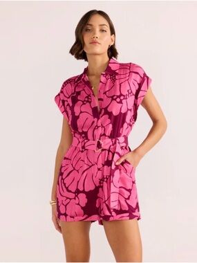 MINKPINK Hot Pink and Plum Floral Top